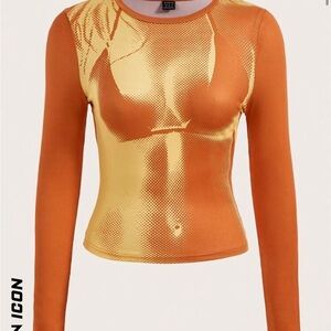 Burnt orange and yellow body heat map print tee